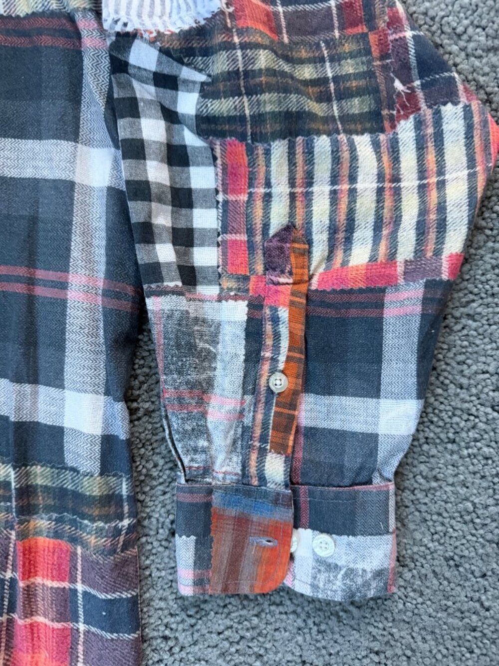 Desigual Men’s Patchwork Plaid Distressed Shirt XXL - 3D Illusion Design - VGUC - Picture 6 of 16